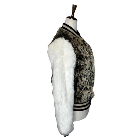 Mother The Baseball Faux Fur Spot Me Jacket Womens XS Cheetah Snap Buttons Lined - Picture 5 of 9
